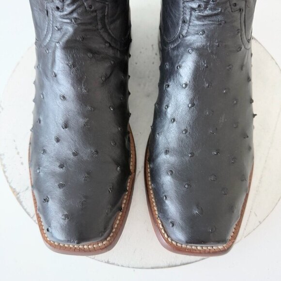 Rod Patrick Womens Cowboy Boots Size 9E Black Full Quill Ostrich Cowgirl Western - Picture 6 of 11